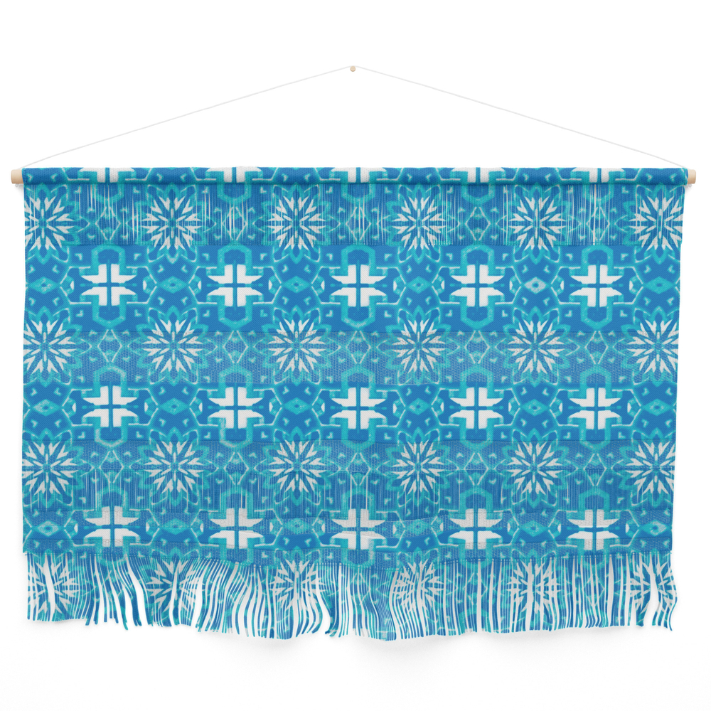 Blue and White Star Geometric Wall Hanging by saravalor
