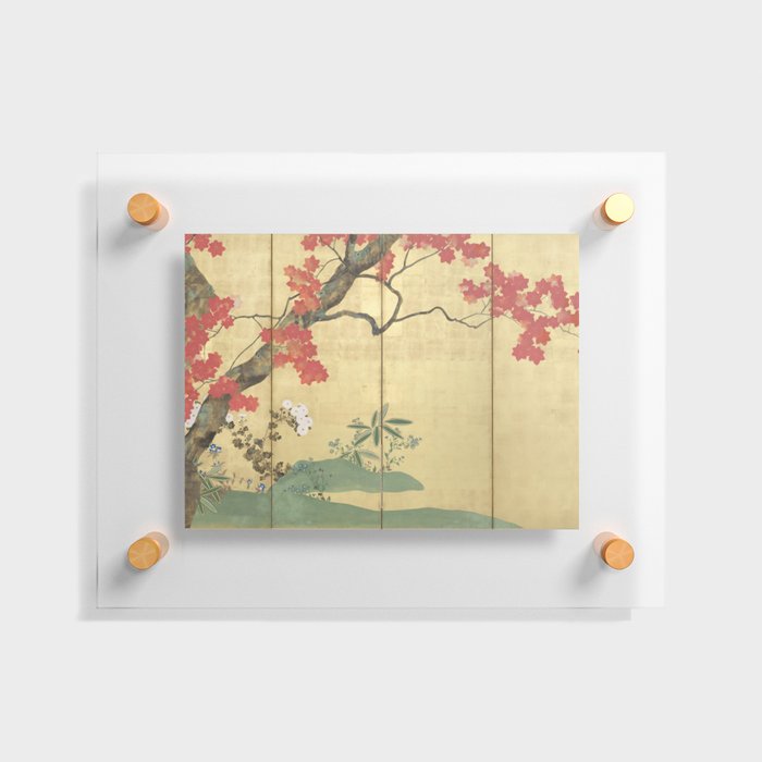 Maple Tree Japanese Edo Period Six-Panel Gold Leaf Screen Floating Acrylic Print