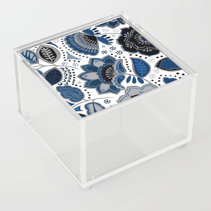 Blue & Black Blooms Acrylic Box