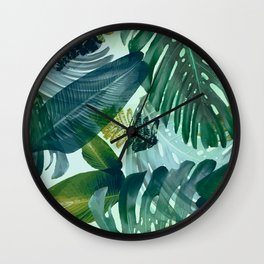 Jungles greens, banana leaf, tropical, Hawaii decor Wall Clock