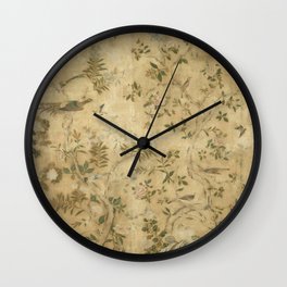 Antique 18th Century Chinoiserie Golden Garden Fresco 1740 Wall Clock | Greek, Birds, Flowers, Chinoiserie, Antique, Ancient, Trees, Chinese, Asian, Watercolor 