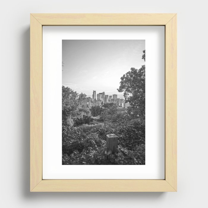 Minneapolis Skyline | Black and White Photography in Minnesota Recessed Framed Print