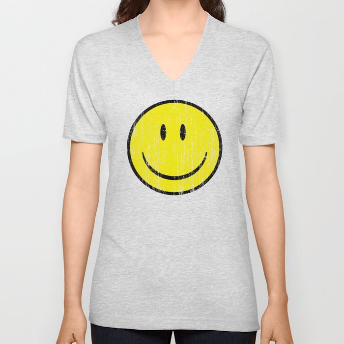Happy Face Acid House V Neck T Shirt
