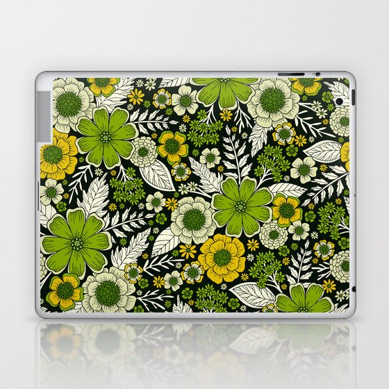 Modern Yellow & Green Floral Pattern Laptop & iPad Skin