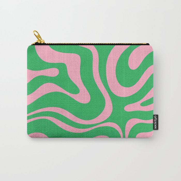 Pink and Spring Green Modern Liquid Swirl Abstract Pattern Carry-All Pouch