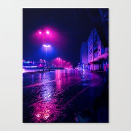 Rainy Dark Cybernight Canvas Print