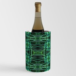 Liquid Light Series 68 ~ Blue & Green Abstract Fractal Pattern Wine Chiller