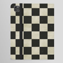 Distressed Black and White Checkerboard Pattern iPad Folio Case