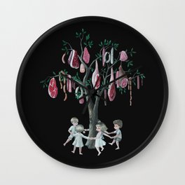 The Meat Tree Wall Clock | Sausage, Tree, Lowbrow, Kids, Vegan, Painting, Animalrights, Dance, Children, Leaves 