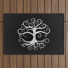 Tree of life Black and White Outdoor Rug