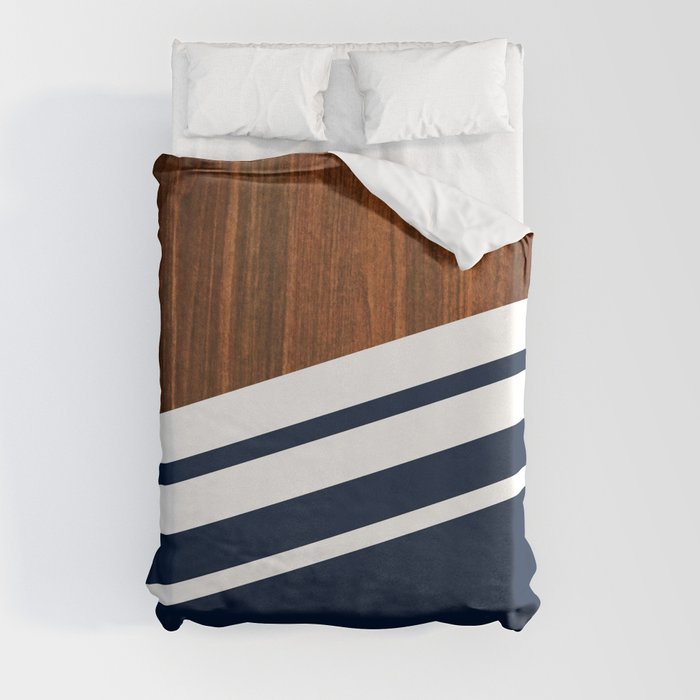 Wooden Navy Duvet Cover