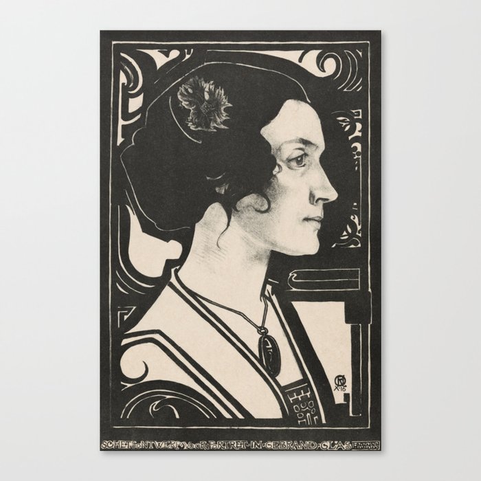 Sketch design for portrait in stained glass (1916) Canvas Print