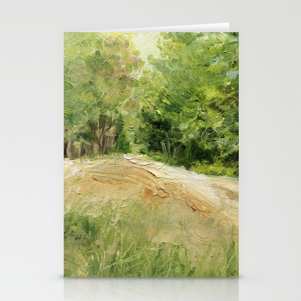 Dirt Road To Trees Oil Painting Stationery Cards By