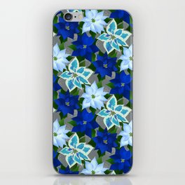 Blue Ponsettia - Christmas Floral iPhone Skin