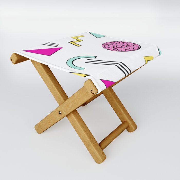 Memphis Wallpaper Folding Stool