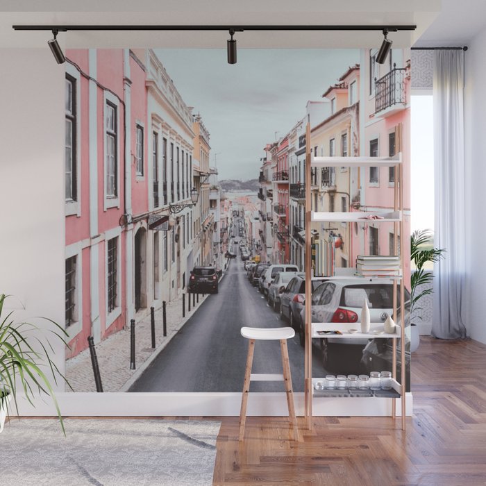 Pink Buildings Wall Mural