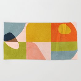 mid century abstract shapes spring I Beach Towel
