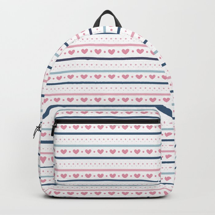 Pastel Lines with Hearts Backpack