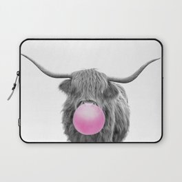 Bubblegum Highland Cow Laptop Sleeve