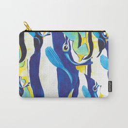 Blue Fish School Carry-All Pouch | Fishschool, Teal, Water, Marine, Yellow, Tropicalwatercolor, Watercolor, Watercolorbyjulie, Watercolorpainting, Fishes 