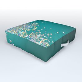 Turquoise Holographic Glitter Gradient Pretty Sparkle Outdoor Floor Cushion