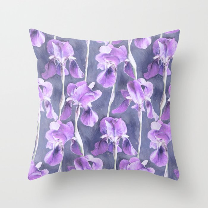 Simple Iris Pattern in Pastel Purple Throw Pillow