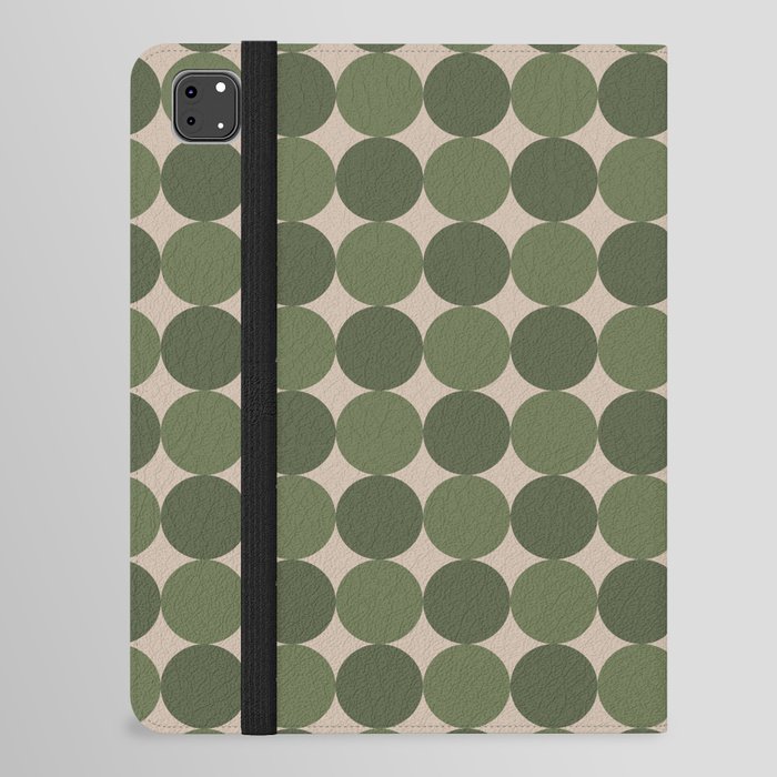 Retro Dots Geometric Pattern Green Tones iPad Folio Case