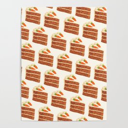 Carrot Cake Pattern - White Poster