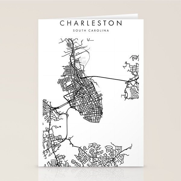 Charleston South Carolina Minimal Modern Street Map Stationery Cards by ...