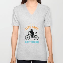 Live Fast Eat Trash Bicycle Racoon Biker V Neck T Shirt