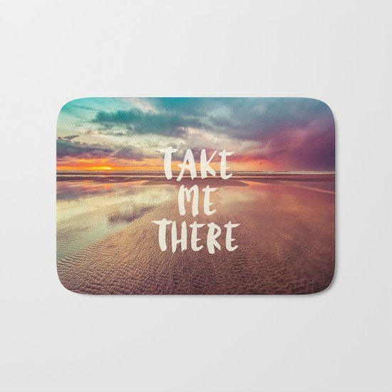 Take Me There Beach Sunset Quote Bath Mat