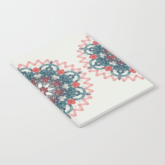 Coral & Teal Tangle Medallion Notebook