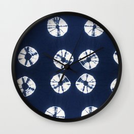 Indigo Blue Tie Dye Fantasy Wall Clock | Ripple, Africanmudcloth, Pattern, Diamond, Shibori, Woven, Circles, African, Handmade, Tiedye 