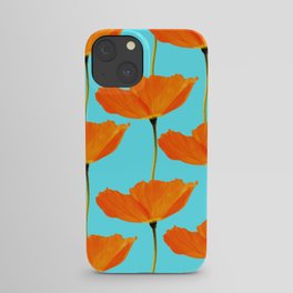 Poppies On A Turquoise Background #decor #society6 #buyart iPhone Case