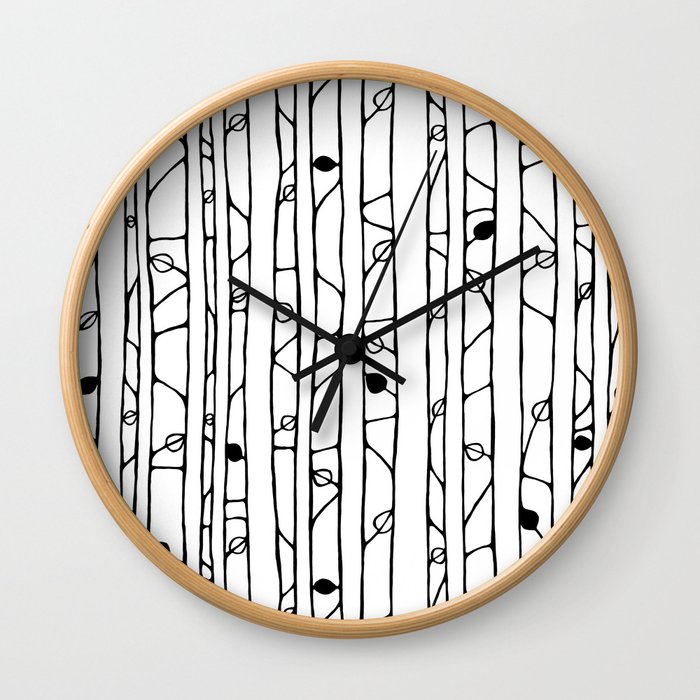 Into the Woods black on white Wall Clock