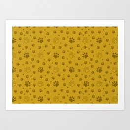  Dog Paw pattern in Lemon Curry Color Background, Gift for dogs and cats lover in Shades of Lemon Art Print | Pawprint, Lemoncurry, Plainlemoncurry, Dogs, Lemoncurryshades, Cutepetpaws, Pets, Lemoncurrypaw, Cats, Graphicdesign 