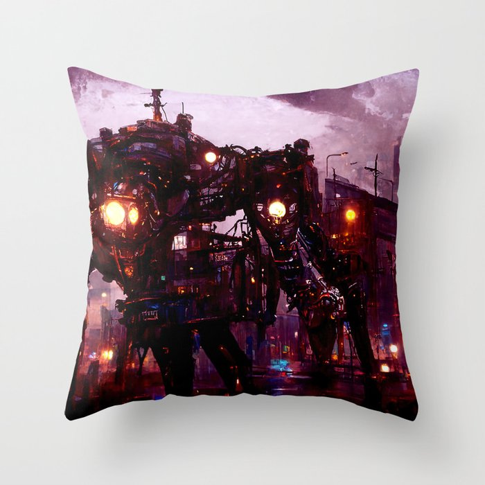 Robo-City Throw Pillow
