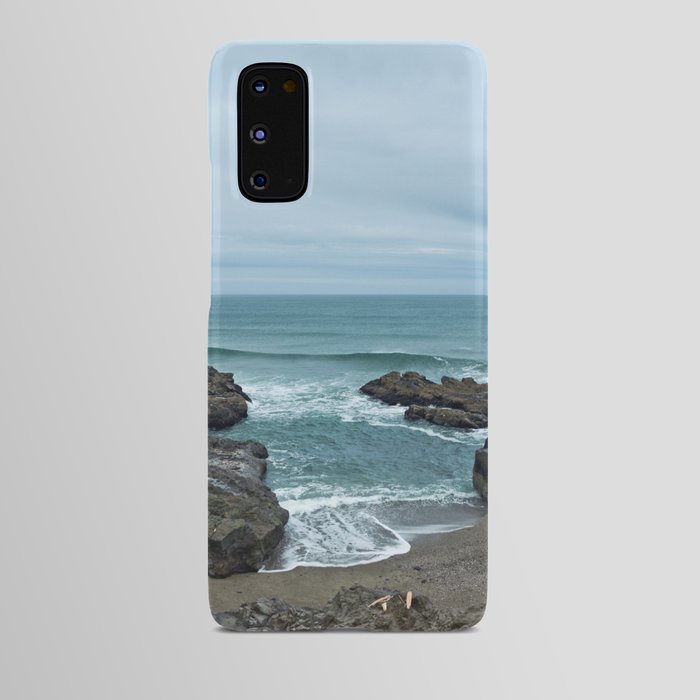 Yachats Oregon Beach Winter Pacific Ocean Driftwood Nautical Landscape Travel Vacation Stormy Android Case