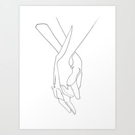 I wanna hold your hand Art Print | Lineart, Hands, Lover, Graphite, Ink Pen, Hand, Oneline, Drawing, Draw, Drawline 