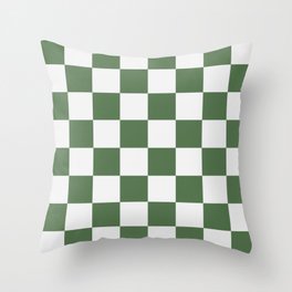 Retro Green Checkered Pattern (ix 2021) Throw Pillow