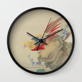 Japanese PHEASANT Wall Clock | Japanpheasant, Shahon, Wallart, Paintingonsilk, Japanbirds, Magicbird, Pheasantpainting, Japanesenature, Japanbirdpainting, Japanart 
