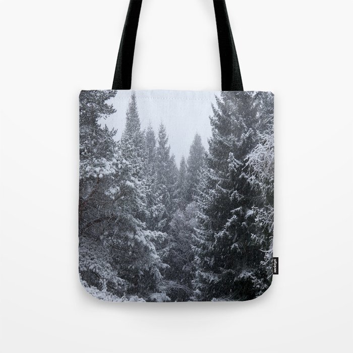 Snow Bound Trees in the Scottish Highlands Tote Bag