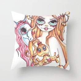 Pins In My Heart - Voodoo Gothic Girl Throw Pillow