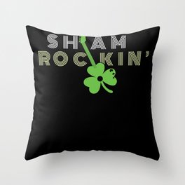 Sham Rocking Guitar Shamrock Saint Patrick's Day Throw Pillow