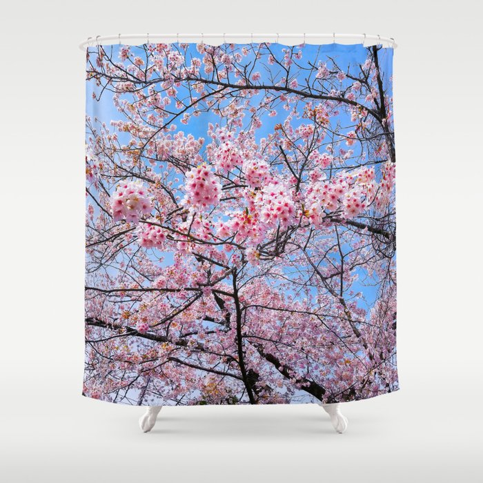 Sakura Flowers |  Cherry Blossom | Japanese | Floral | Bloom | Seasonal | Travel Photography Painting Shower Curtain