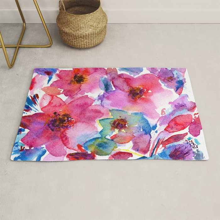 Blooming bouquet watercolor Rug by Katerina Tova Society6