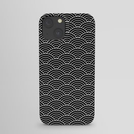 Japanese Waves Pattern Black on White iPhone Case