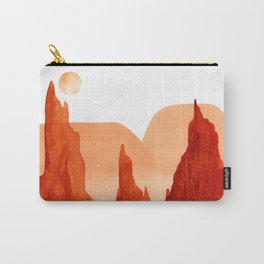 Monochrome Mountains with  Moon #1 Carry-All Pouch | Arizona, Nansart, Utah, Rust, Monochrome, Watercolor, Mountains, Painting, Moon, Nature 