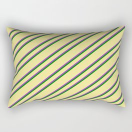 [ Thumbnail: Tan, Dark Orchid & Green Colored Lined/Striped Pattern Rectangular Pillow ]