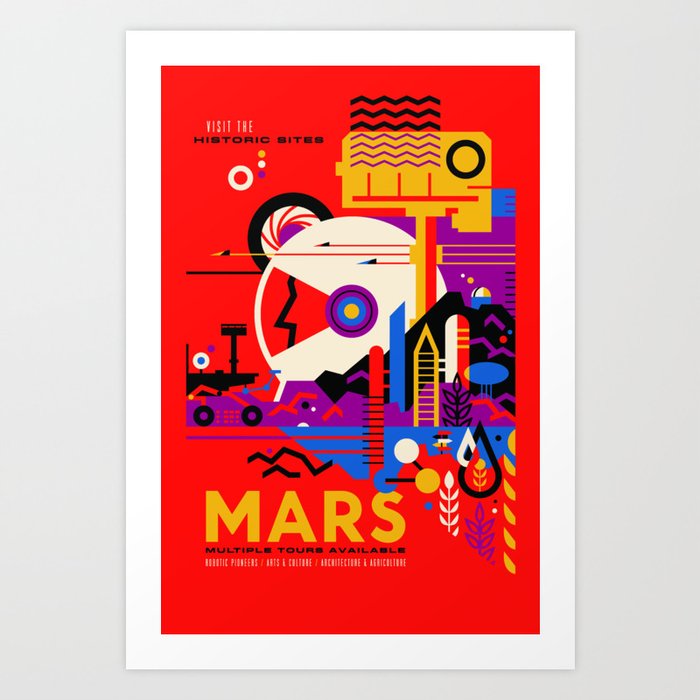 NASA Mars The Red Planet Retro Poster Futuristic Best Quality Art Print